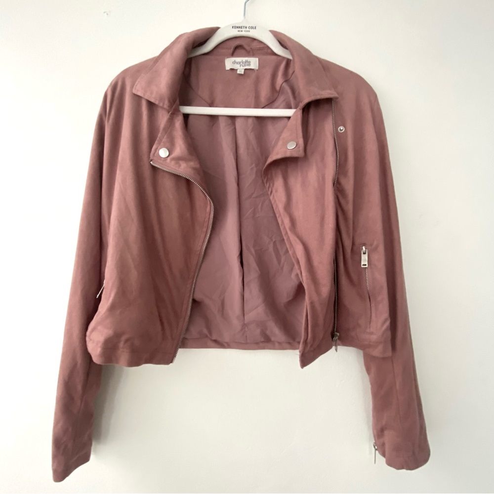 Charlotte Russe Mauve Pink Faux Suede Moto Jacket Women’s Medium